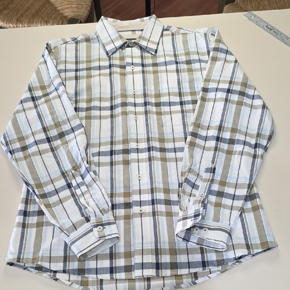 Van Heusen Men's Casual Plaid Shirt - White, Blue, Tan